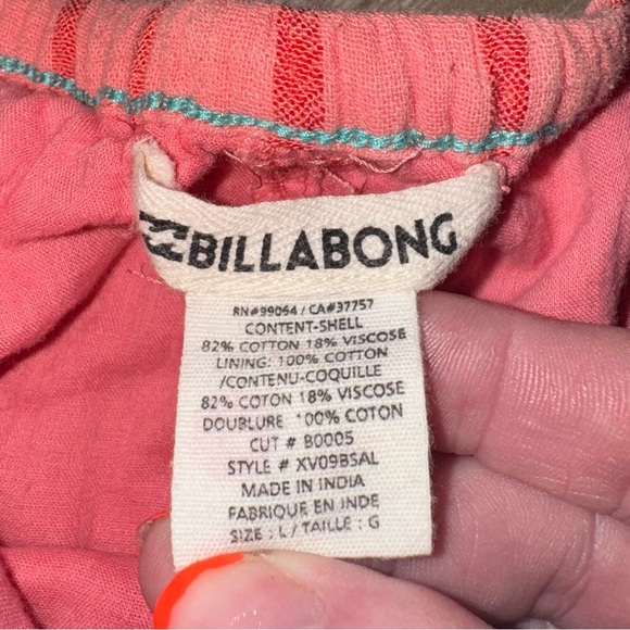 Billabong Bundle Peach Pin Stripe & White Organic Cotton Gauze Beach Shorties L - Picture 12 of 15